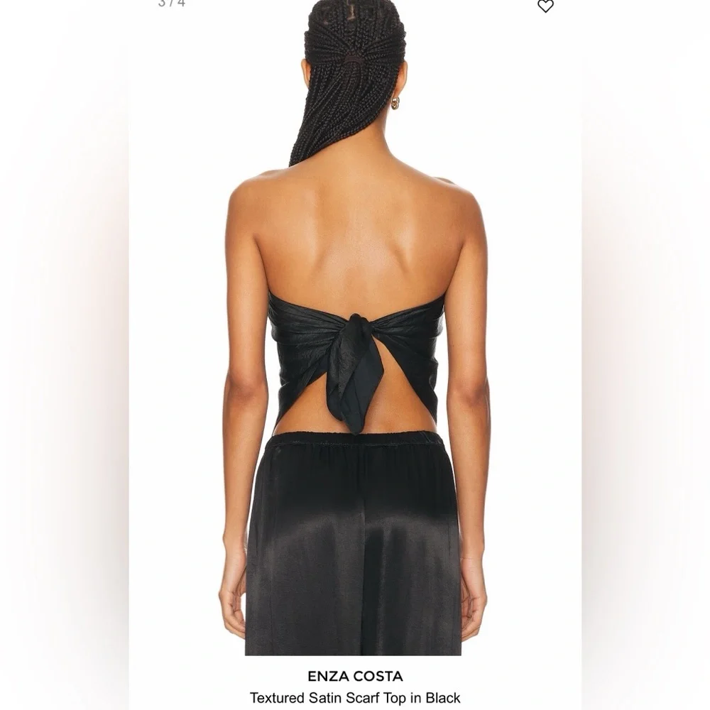 Enza Costa Black Textured Satin Scarf Top